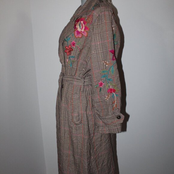 NWT Johnny Was Biya JWLA 3J Workshop Trench Coat Jacket Embroidered Nylah M $645 - Picture 6 of 11